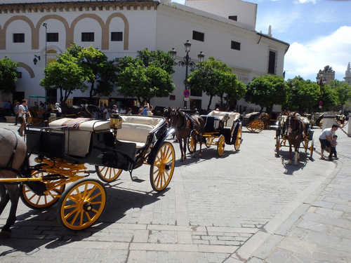 The main plaza outside of Seville Cathedral.